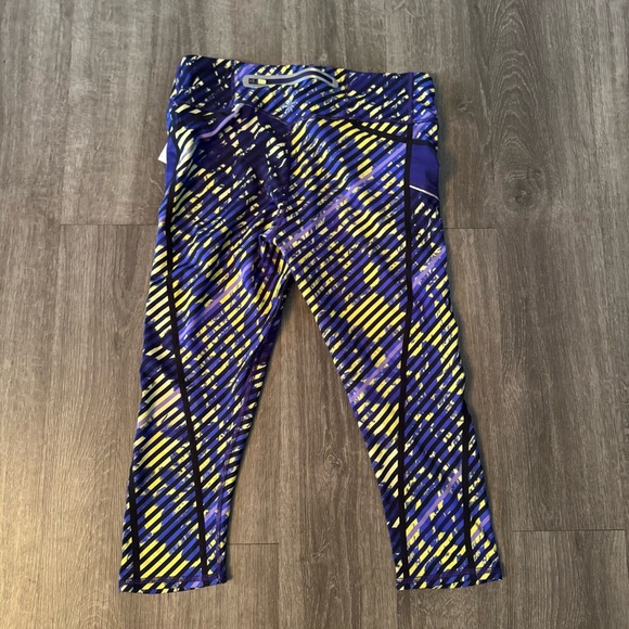 Athleta Radical Stripe Crop Leggings in Amalfi Blue and Yellow - Picture 4 of 7
